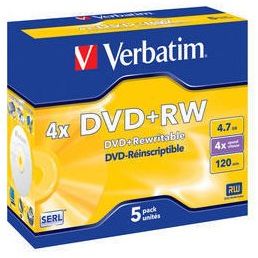 Pachet cu discuri pentru stocarea de informatii Verbatim DVD+RW 4x 4.7GB , 5 bucati , argintiu