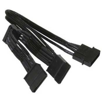 Cablu prelungitor Molex to 3xSATA NZXT CB-43SATA, 20cm, negru
