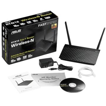 Router wireless Router wireless ASUS RT-N12 - 802.11n draft 2.0 300 Mbps, 4-Network-in-1