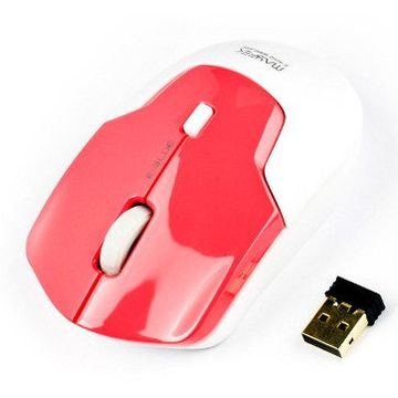 Mouse E-Blue Mayfek, optic wireless, 1480 dpi, alb / rosu