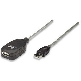 Cablu prelungitor USB Manhattan A male-A female, 5 metri, Argintiu