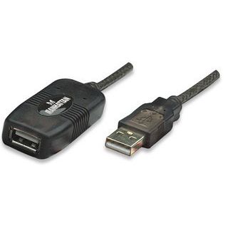 Cablu prelungitor USB 2.0 Manhattan, Negru