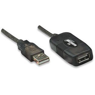 Cablu prelungitor USB 2.0 Manhattan, Negru
