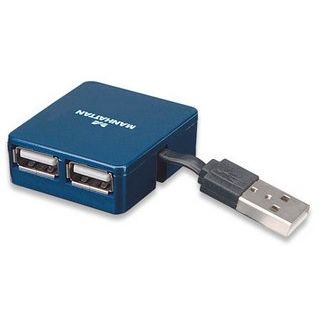 Hub USB Manhattan Micro Hub, 4 porturi,  Albastru