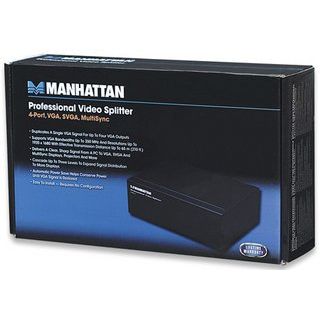 Splitter video profesional Manhattan, 4 porturi, VGA, SVGA, MultiSync, Negru