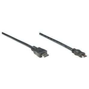 Cablu convertor Manhattan, High Speed, Mini HDMI Male to HDMI Male, 1.8 m, Negru