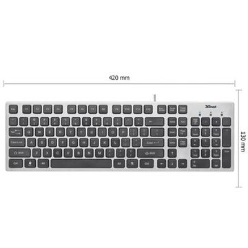 Tastatura Trust Isla Slim, USB, Argintiu
