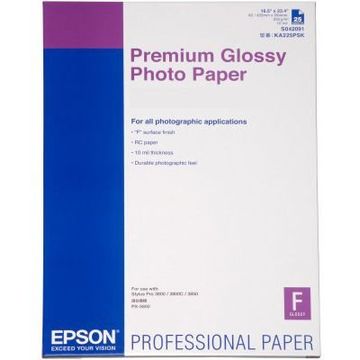 Hartie foto Epson Premium lucioasa A2, 25 coli