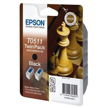 Pachet 2 tonere inkjet negre Epson T0511 2x24ml, 2x900pag