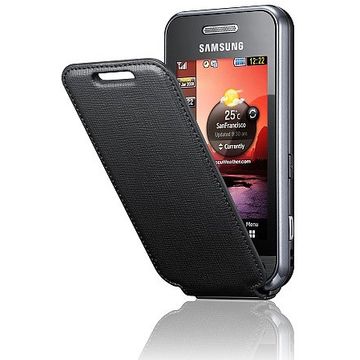Husa flip din piele Samsung pentru S5230 (Star), neagra
