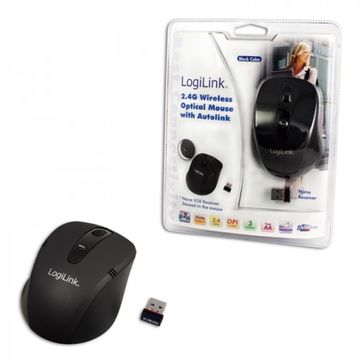 Mouse LogiLink Wireless ID0033 USB, Optic 1600 DPI, Negru