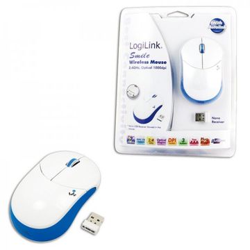 Mouse LogiLink Wireless Smile ID0072 USB, Optic 1000 DPI, Albastru