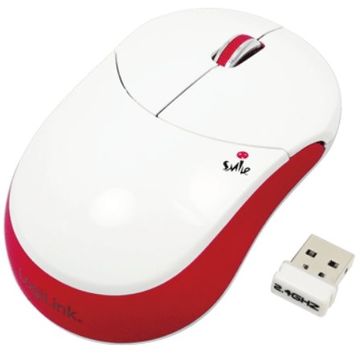 Mouse LogiLink Wireless  ID0076 USB, Optic 1000 DPI, Alb-Rosu