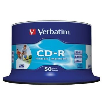 CD-R imprimabil Verbatim 50 bucati, 52x, 700MB