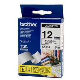 Etichete Brother TZE231, 12mm/8m, negru/alb