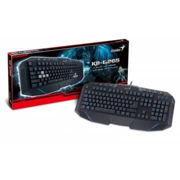 Tastatura Genius Gaming KB-G265, cu fir, neagra, iluminare albastra