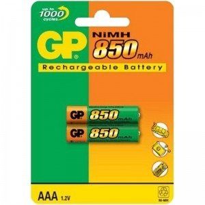 Acumulatori 2x AAA Ni-MH 850mAh, Blister, GP Batteries Recyco+ (GP85AAAHCR-BL2)