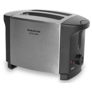 Prajitor de paine Taurus PTTO650, Putere 700 W, Termostat, 2 felii, Functie Stop, Argintiu