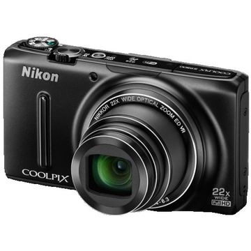 Aparat foto digital Nikon Coolpix S9500, 18 MP, zoom optic 22x, Negru