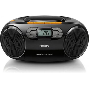 Microsistem audio Philips AZ328/12, 2 W, CD+ caseta, negru