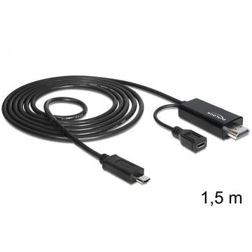 Cablu Delock MHL tata (Samsung S III) la High Speed HDMI tata + USB-micro B mama 1.5 m