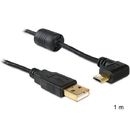 Cablu Delock USB-A tata la USB micro-B tata in unghi de 90 grade stanga / dreapta