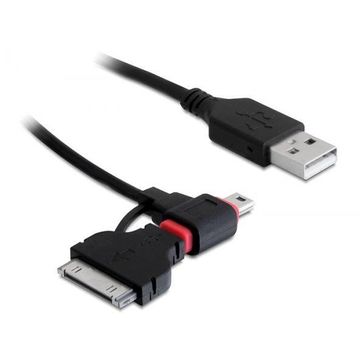 Cablu de date si incarcare Delock USB 2.0 tata la USB mini / USB micro-B / IPhone