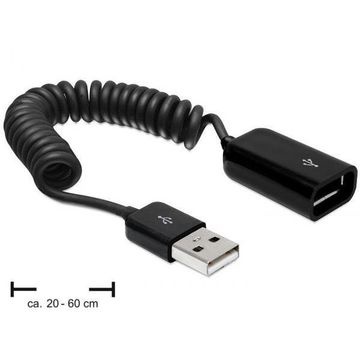 Cablu prelungitor (extensie) spiralat Delock USB 2.0-A tata/mama