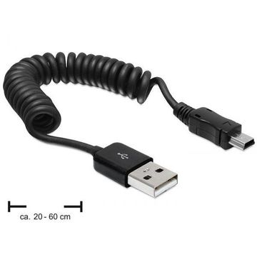 Cablu Delock spiralat USB 2.0-A tata la mini USB tata