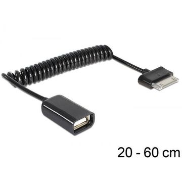 Delock Cablu spiralat pentru Samsung 30 pin tata la USB-A mama OTG