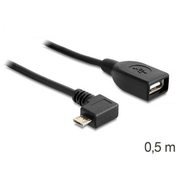 Delock Cablu USB micro-B tata la USB 2.0-A mama cu OTG 50 cm in unghi