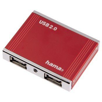 Hub USB Hama 78496, 4 porturi, rosu