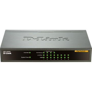 Switch D-Link DES-1008PA, 8 porturi 10/100, POE