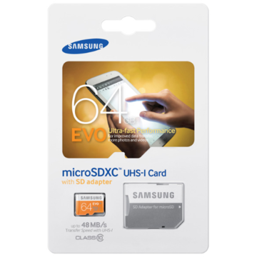 Card memorie Samsung MB-MP64DA/EU, micro SDXC EVO 64GB class 10 + adaptor