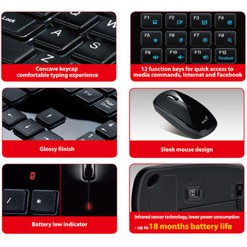 Tastatura Genius SlimStar i8050 Kit Wireless + mouse optic, negru