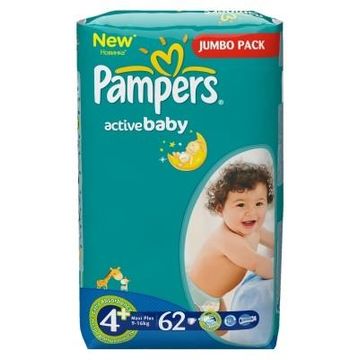 PAMPERS Scutece Active Baby 4 Maxi+ Jumbo Pack 62 buc