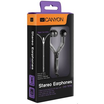 Casti Canyon CNS-TEP1B Zipper Cable In-Ear, negre