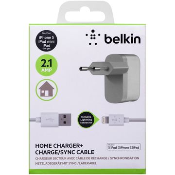 Incarcator de retea Belkin incarcator de perete + cablu Lightning F8J100VF04-WHT pentru iPhone5/iPad