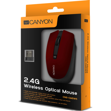 Mouse Canyon CNS-CMSW5R, optic wireless, 1280dpi, rosu