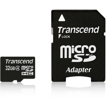 Card memorie Transcend TS32GUSDHC4 microSDHC 32GB Class 4 + Adaptor