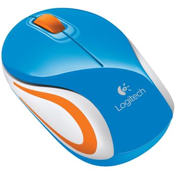 Mouse Logitech Mini Wireless M187, optic, albastru