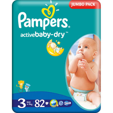 PAMPERS scutece Active Baby 3, 4-9kg (82)buc+Servetele Baby Fresh 64buc