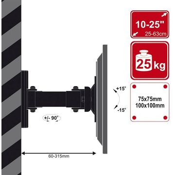 4World Suport perete pentru LCD 10-25'' VESA, max 25 kg, alb