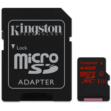 Card memorie Kingston SDCA3/64GB Micro SDXC 64GB Class UHS-I 3 + adaptor SD