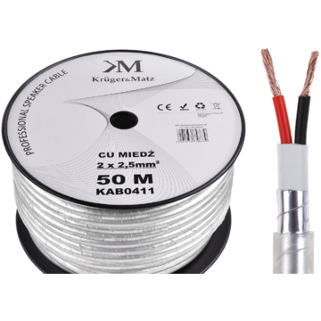 Accesoriu Kruger Matz cablu audio profesional KAB0411 cupru 2x2.5mm, rola 50 metri