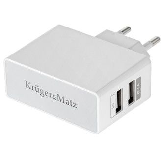 Incarcator de retea Kruger Matz incarcator USB dual de perete KM0017, 2.1A