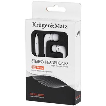 Casti Kruger Matz KMP01-M In-ear cu microfon, albe