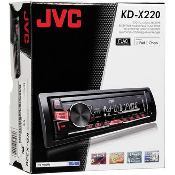 Sistem auto JVC - Receptor media digital KD-X220EY, 1 DIN, fara CD, AUX-in frontal; Compatibil Bluetooth