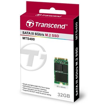 SSD Transcend SSD M.2 2242 SATA 6GB/s, 32GB, MLC (read/write; 230/40MB/s) TS32GMTS400