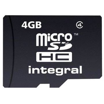 Card memorie Integral micro SDHC, 4 GB, clasa 4